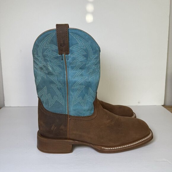 Justin Big Bucks 11” Western Square Toe Walnut Boots Men Size 12D NEW Vibram - Picture 4 of 16